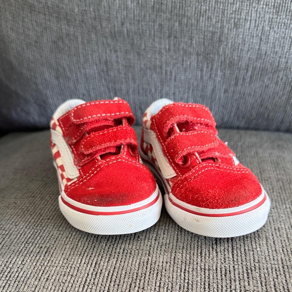 Vans Red Kids Sneakers with Velcro
